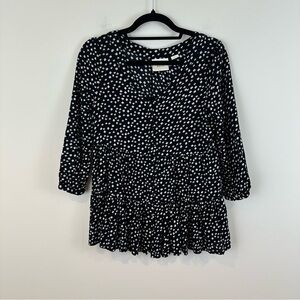 Maeve Anthropologie Women's Black and White Tunic Top Size Small Button Up